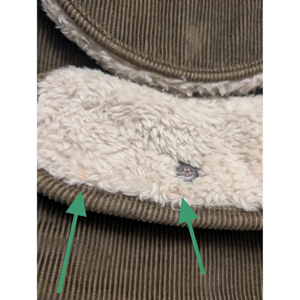 Mary-Kate and Ashley Corduroy Sherpa Backpack Olive Green Y2K Vintage Vacation